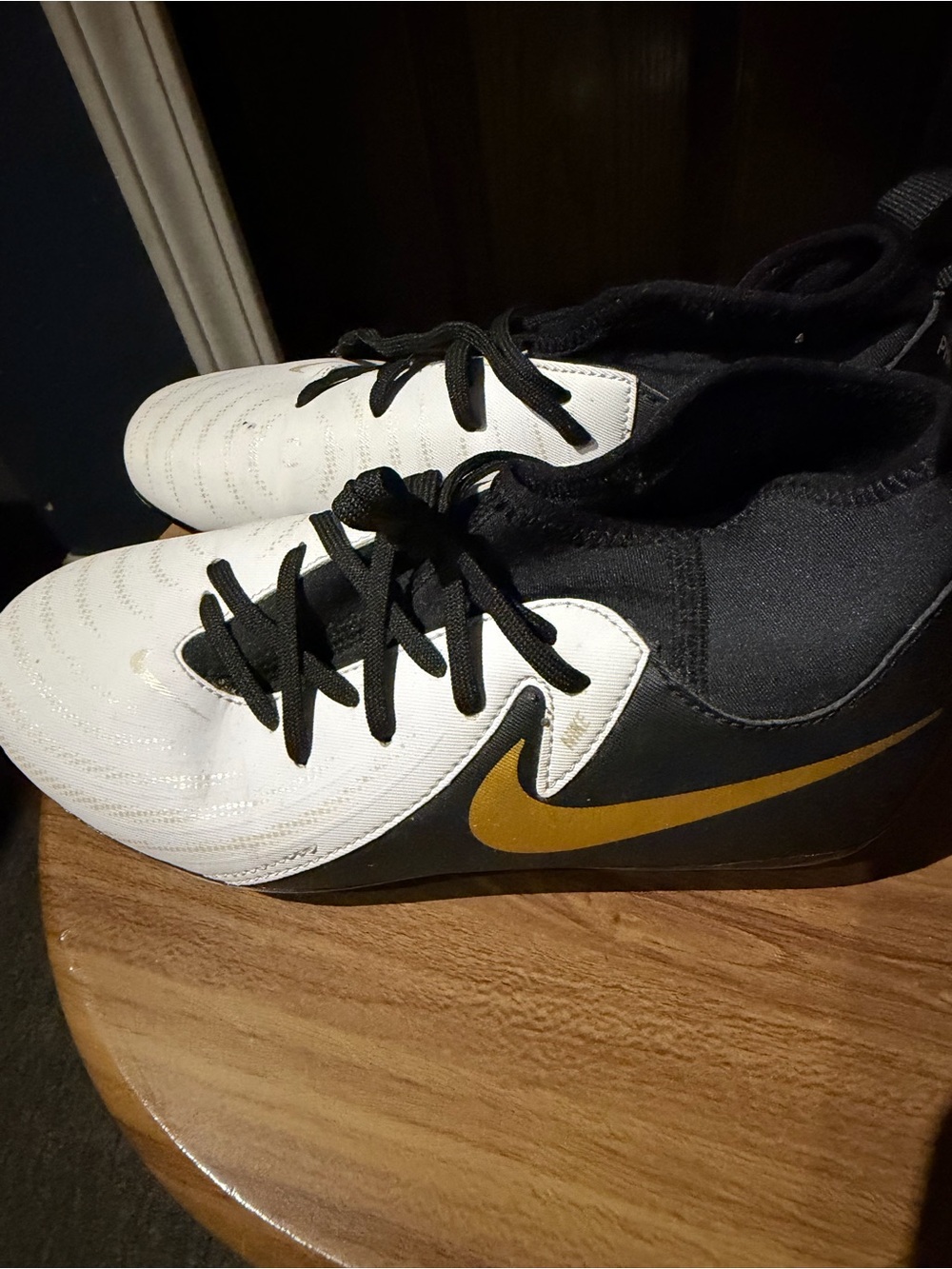 Nike Kids Black, White & Gold Soccer Sneakers